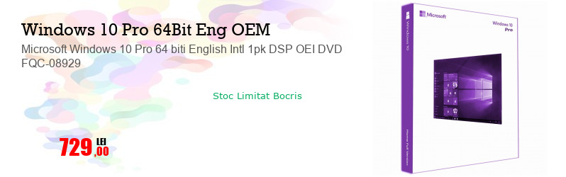 Microsoft Windows 10 Pro 64 biti English Intl 1pk DSP OEI DVD FQC-08929