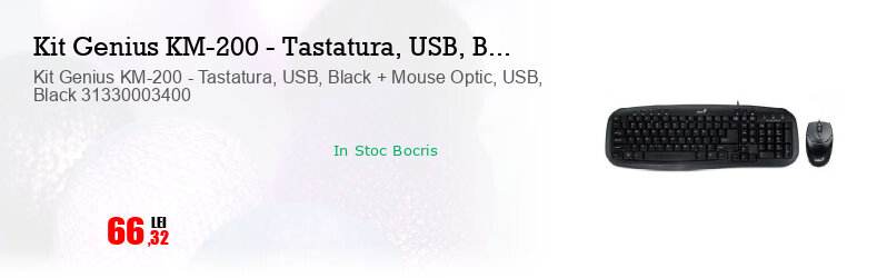Kit Genius KM-200 - Tastatura, USB, Black + Mouse Optic, USB, Black 31330003400