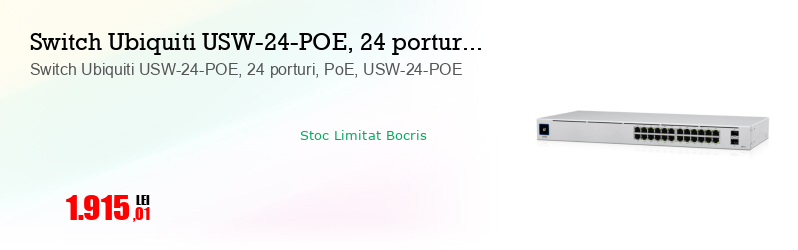Switch Ubiquiti USW-24-POE, 24 porturi, PoE, USW-24-POE