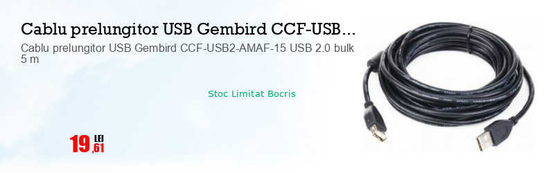 Cablu prelungitor USB Gembird CCF-USB2-AMAF-15 USB 2.0 bulk 5 m