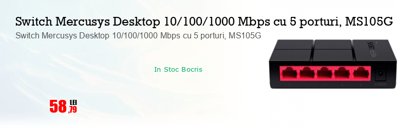 Switch Mercusys Desktop 10/100/1000 Mbps cu 5 porturi, MS105G