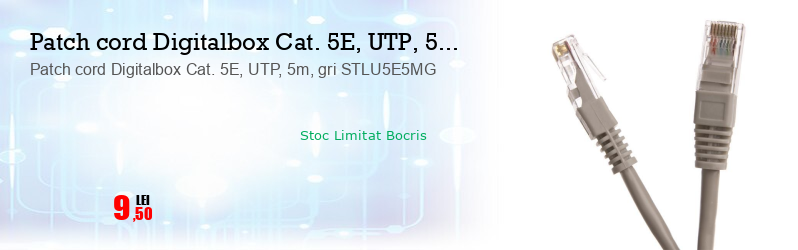 Patch cord Digitalbox Cat. 5E, UTP, 5m, gri STLU5E5MG