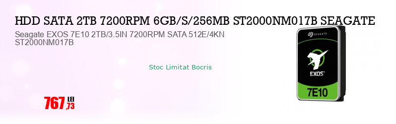 Seagate EXOS 7E10 2TB/3.5IN 7200RPM SATA 512E/4KN ST2000NM017B