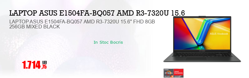 LAPTOP ASUS E1504FA-BQ057 AMD R3-7320U 15.6" FHD 8GB 256GB MIXED BLACK