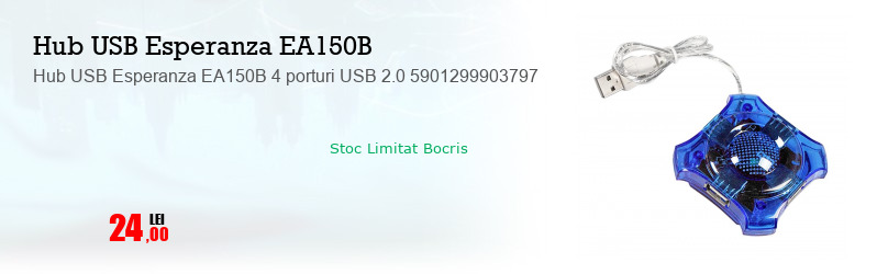 Hub USB Esperanza EA150B 4 porturi USB 2.0 5901299903797
