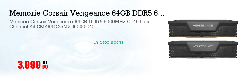 Memorie Corsair Vengeance 64GB DDR5 6000MHz CL40 Dual Channel Kit CMK64GX5M2D6000C40