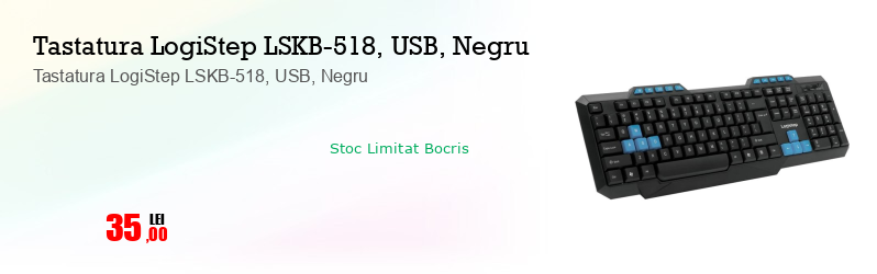 Tastatura LogiStep LSKB-518, USB, Negru