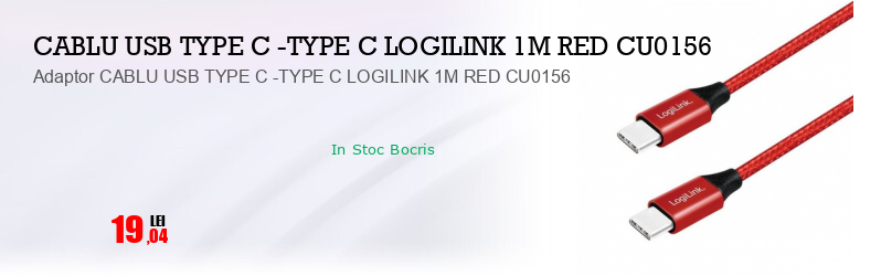 Adaptor CABLU USB TYPE C -TYPE C LOGILINK 1M RED CU0156 