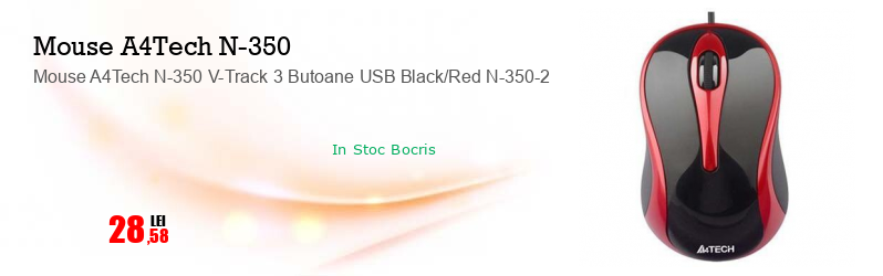 Mouse A4Tech N-350 V-Track 3 Butoane USB Black/Red N-350-2