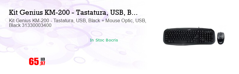 Kit Genius KM-200 - Tastatura, USB, Black + Mouse Optic, USB, Black 31330003400