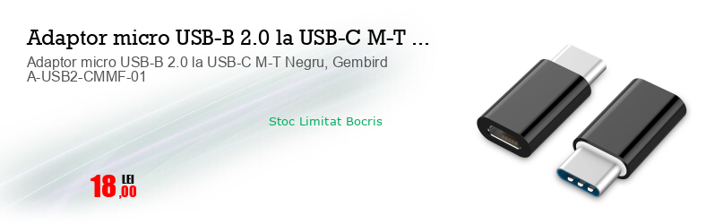 Adaptor micro USB-B 2.0 la USB-C M-T Negru, Gembird A-USB2-CMMF-01