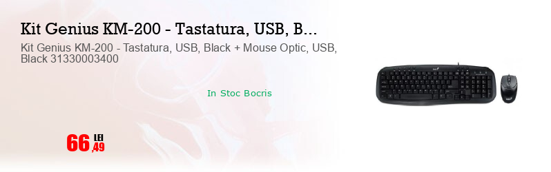 Kit Genius KM-200 - Tastatura, USB, Black + Mouse Optic, USB, Black 31330003400