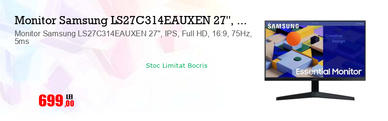 Monitor Samsung LS27C314EAUXEN 27'', IPS, Full HD, 16:9, 75Hz, 5ms