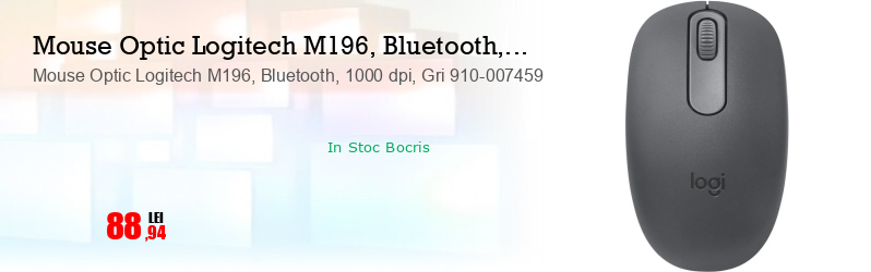 Mouse Optic Logitech M196, Bluetooth, 1000 dpi, Gri 910-007459