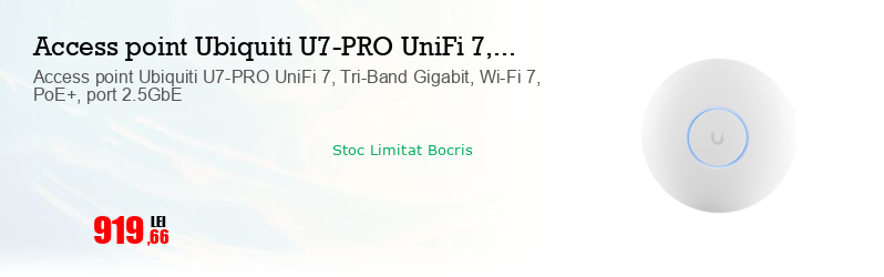 Access point Ubiquiti U7-PRO UniFi 7, Tri-Band Gigabit, Wi-Fi 7, PoE+, port 2.5GbE