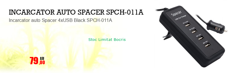 Incarcator auto Spacer 4xUSB Black SPCH-011A