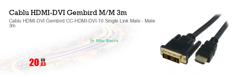 Cablu HDMI-DVI Gembird CC-HDMI-DVI-10 Single Link Male - Male 3m