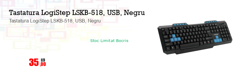 Tastatura LogiStep LSKB-518, USB, Negru