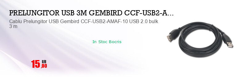 Cablu Prelungitor USB Gembird CCF-USB2-AMAF-10 USB 2.0 bulk 3 m