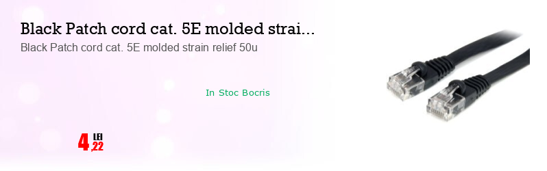 Black Patch cord cat. 5E molded strain relief 50u