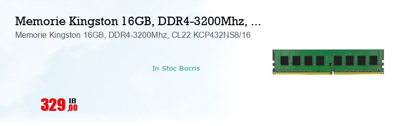 Memorie Kingston 16GB, DDR4-3200Mhz, CL22 KCP432NS8/16