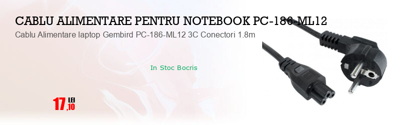 Cablu Alimentare laptop Gembird PC-186-ML12 3C Conectori 1.8m