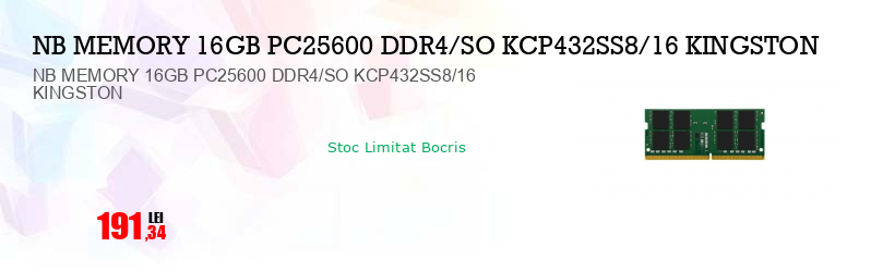 NB MEMORY 16GB PC25600 DDR4/SO KCP432SS8/16 KINGSTON