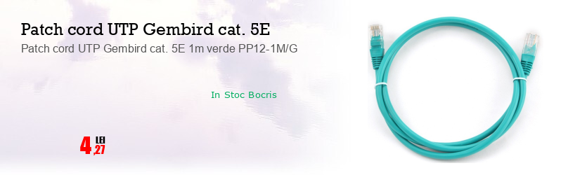 Patch cord UTP Gembird cat. 5E 1m verde PP12-1M/G