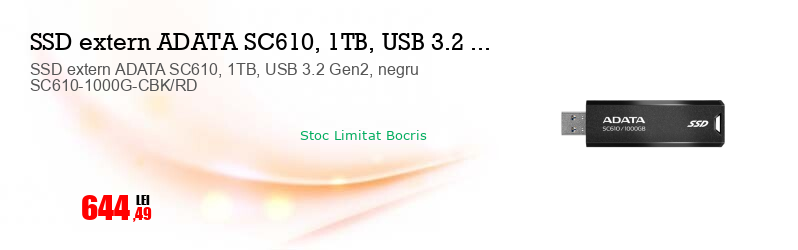 SSD extern ADATA SC610, 1TB, USB 3.2 Gen2, negru SC610-1000G-CBK/RD