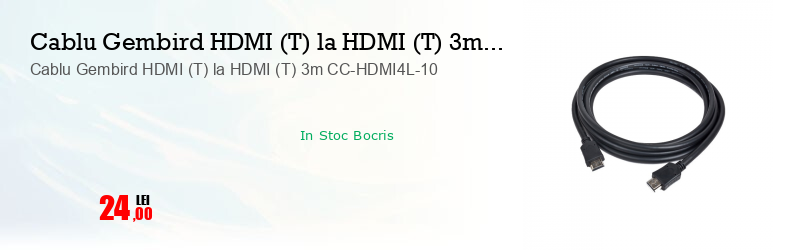 Cablu Gembird HDMI (T) la HDMI (T) 3m CC-HDMI4L-10