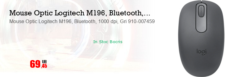 Mouse Optic Logitech M196, Bluetooth, 1000 dpi, Gri 910-007459