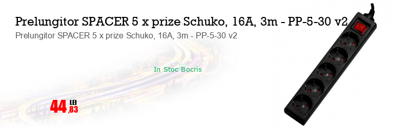 Prelungitor SPACER 5 x prize Schuko, 16A, 3m - PP-5-30 v2