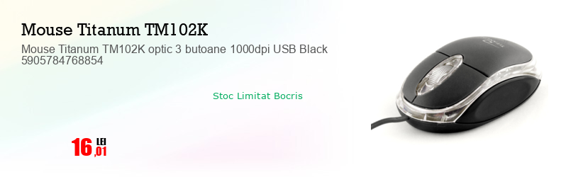 Mouse Titanum TM102K optic 3 butoane 1000dpi USB Black 5905784768854
