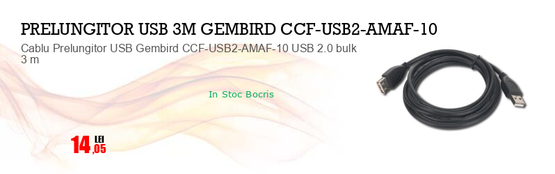 Cablu Prelungitor USB Gembird CCF-USB2-AMAF-10 USB 2.0 bulk 3 m