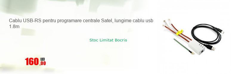 Cablu USB-RS pentru programare centrale Satel, lungime cablu usb 1.8m