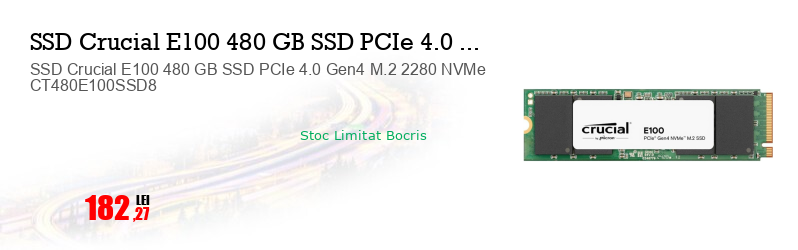 SSD Crucial E100 480 GB SSD PCIe 4.0 Gen4 M.2 2280 NVMe CT480E100SSD8