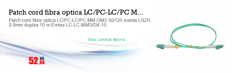 Patch cord fibra optica LC/PC-LC/PC MM OM3 50/125 manta LSZH 2.0mm duplex 10 m Emtex LC-LC-MM3/DX-10