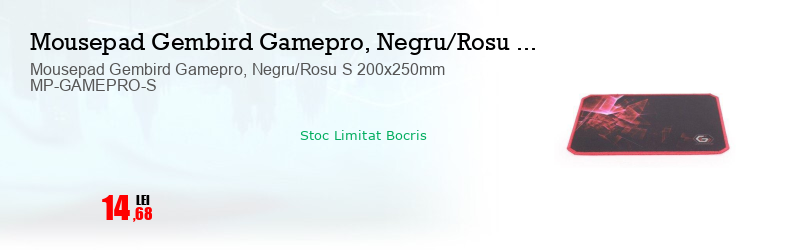 Mousepad Gembird Gamepro, Negru/Rosu S 200x250mm MP-GAMEPRO-S