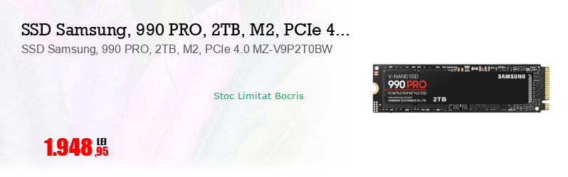 SSD Samsung, 990 PRO, 2TB, M2, PCIe 4.0 MZ-V9P2T0BW