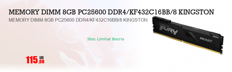 MEMORY DIMM 8GB PC25600 DDR4/KF432C16BB/8 KINGSTON