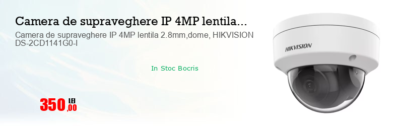 Camera de supraveghere IP 4MP lentila 2.8mm,dome, HIKVISION DS-2CD1141G0-I  