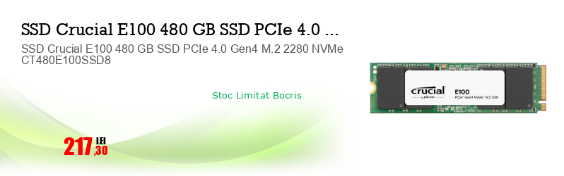 SSD Crucial E100 480 GB SSD PCIe 4.0 Gen4 M.2 2280 NVMe CT480E100SSD8