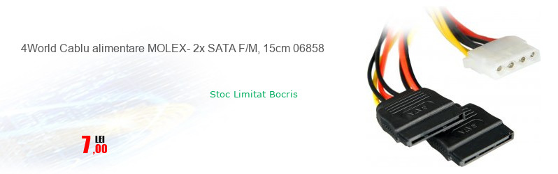 4World Cablu alimentare MOLEX- 2x SATA F/M, 15cm 06858