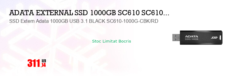 SSD Extern Adata 1000GB USB 3.1 BLACK SC610-1000G-CBK/RD