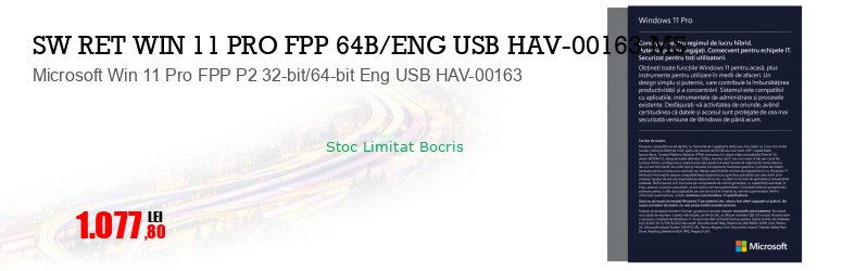 Microsoft Win 11 Pro FPP P2 32-bit/64-bit Eng USB HAV-00163
