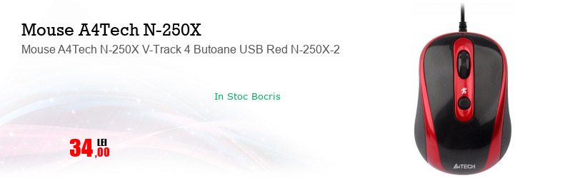 Mouse A4Tech N-250X V-Track 4 Butoane USB Red N-250X-2