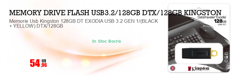 Memorie Usb Kingston 128GB DT EXODIA USB 3.2 GEN 1/(BLACK + YELLOW) DTX/128GB