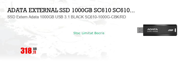 SSD Extern Adata 1000GB USB 3.1 BLACK SC610-1000G-CBK/RD