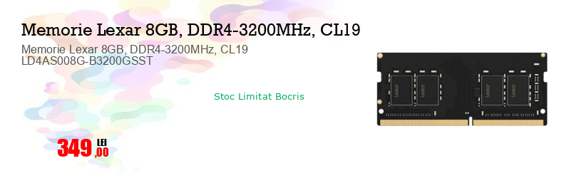 Memorie Lexar 8GB, DDR4-3200MHz, CL19 LD4AS008G-B3200GSST