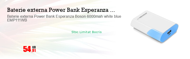Baterie externa Power Bank Esperanza Boson 6000mah white blue EMP111WB